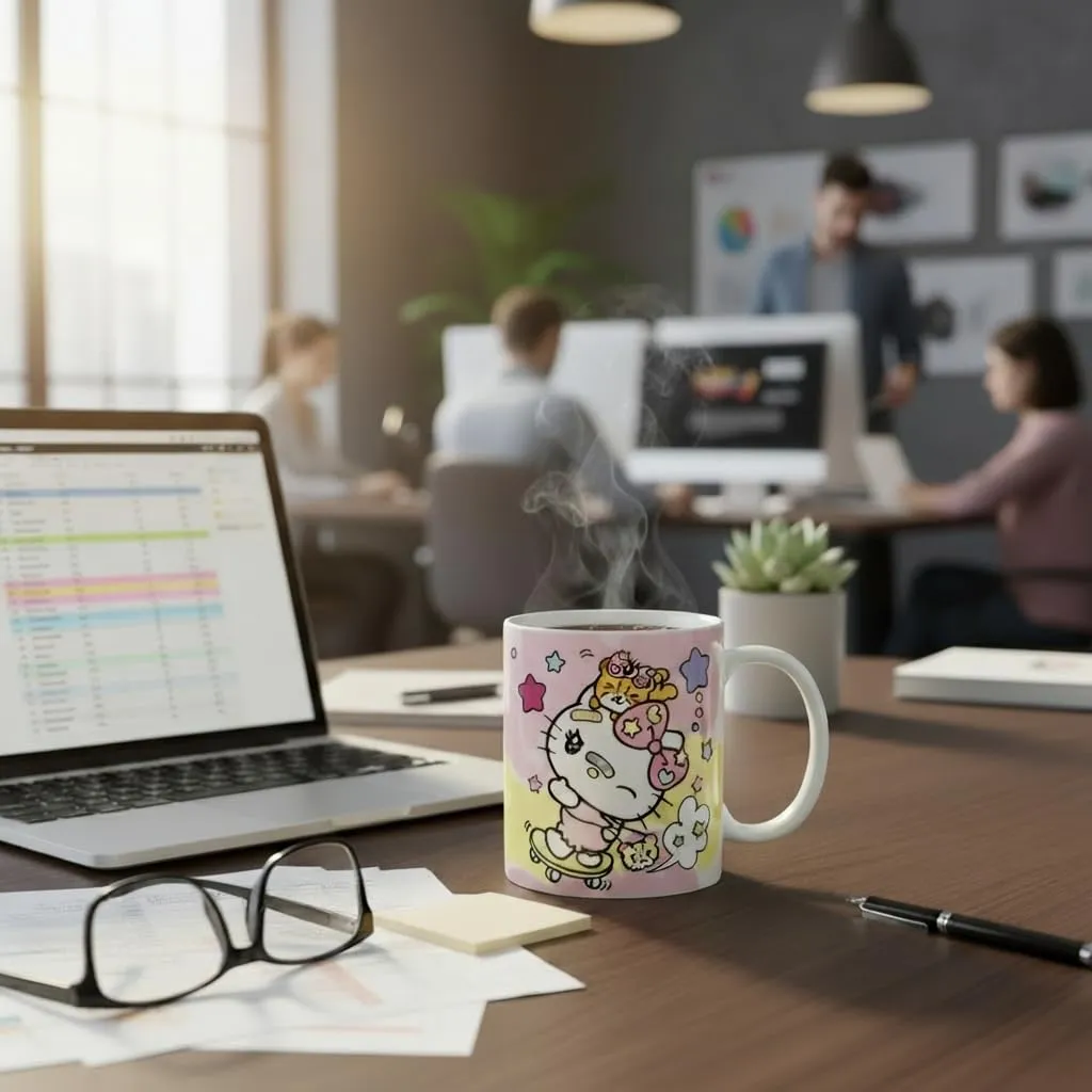 Konix Hello Kitty Tazza in ceramica, 320 ml, Design con skateboard - immagine 6