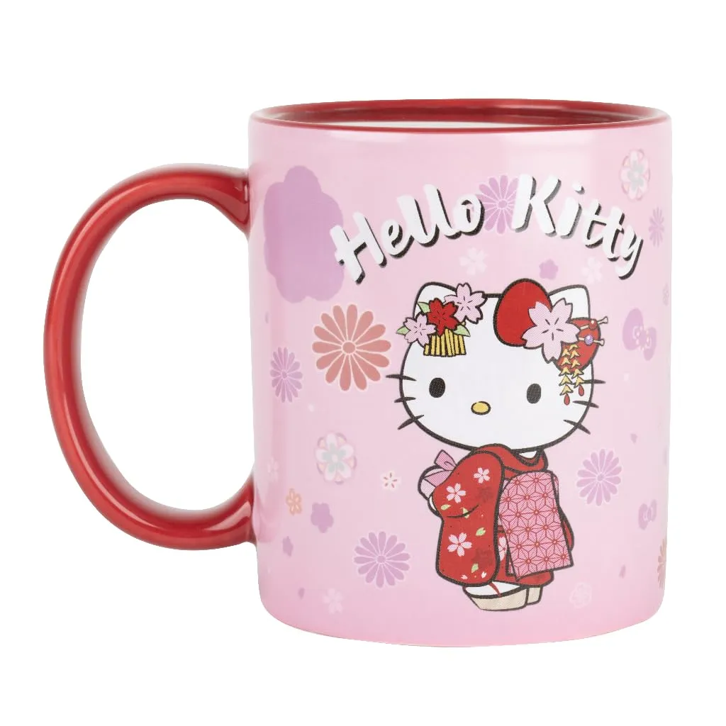 Konix Hello Kitty Tazza Termoreattiva Design Kimono Rosso 320 ml - immagine 2