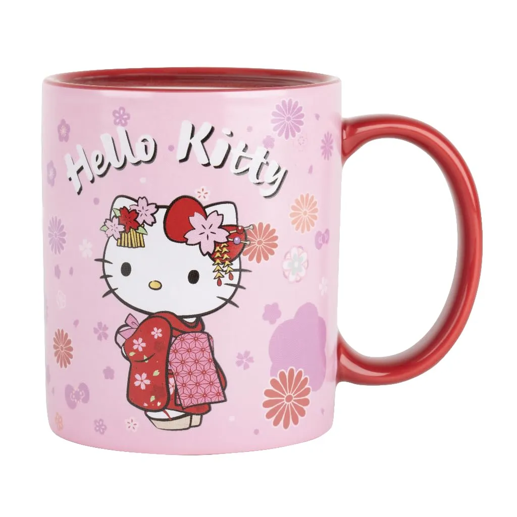 Konix Hello Kitty Tazza Termoreattiva Design Kimono Rosso 320 ml - immagine 4