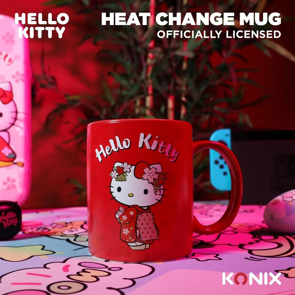Konix Hello Kitty Tazza Termoreattiva Design Kimono Rosso 320 ml - immagine 5