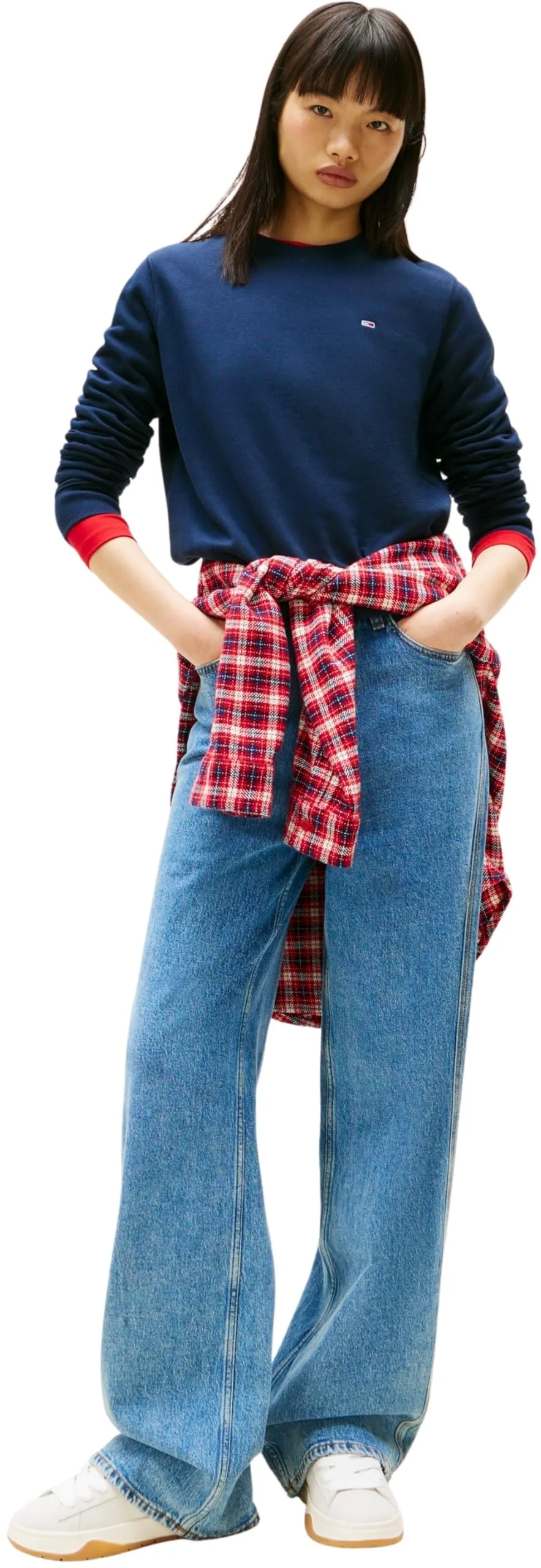 Tommy Jeans Tjw Reg S Flag Crew DW0DW19959 Felpa Pullover Donna Blu Dark Night Navy XL - immagine 4