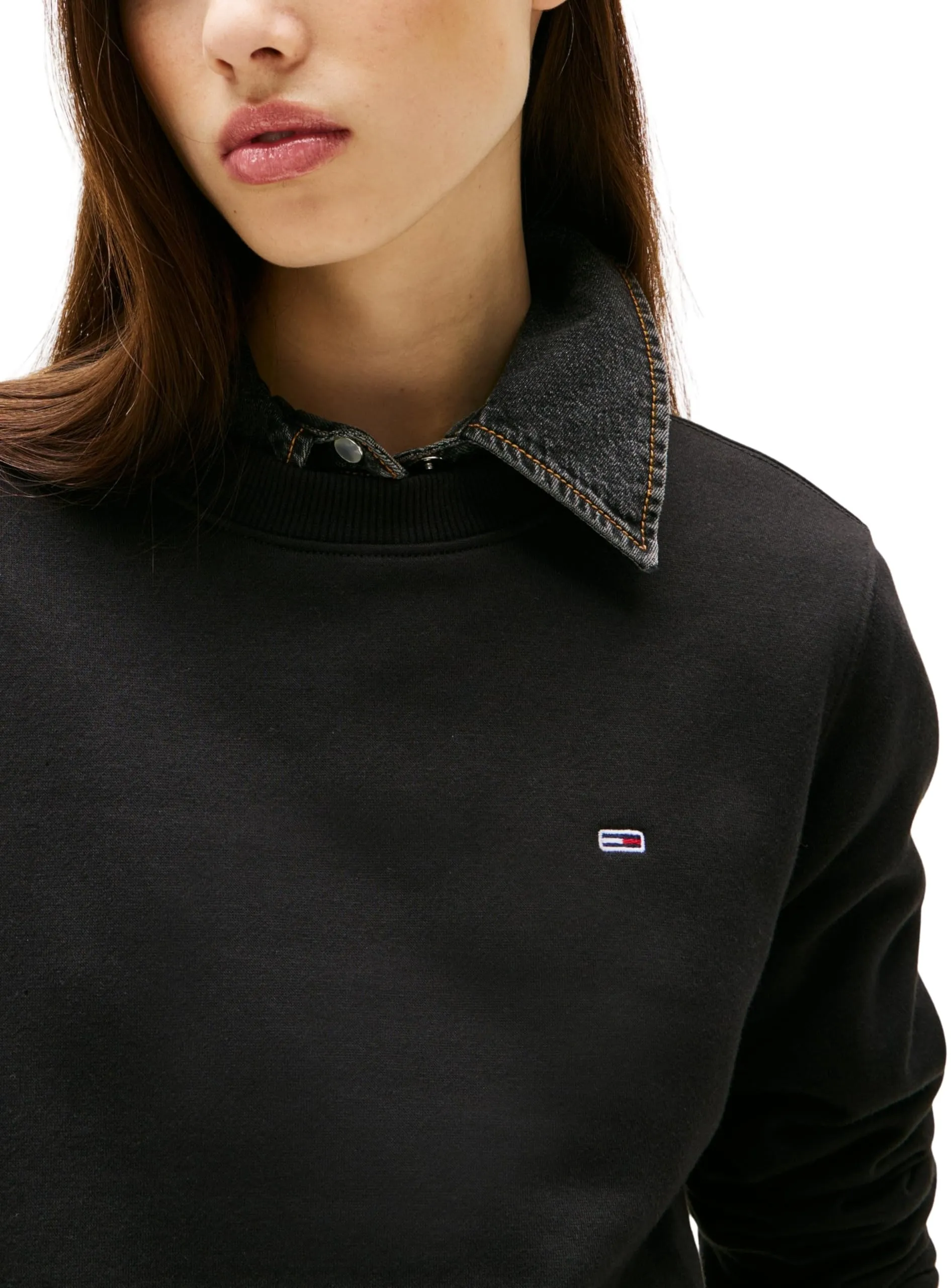 Tommy Jeans Tjw Reg S Flag Crew DW0DW19959 Felpa Pullover Donna Nero L - immagine 3