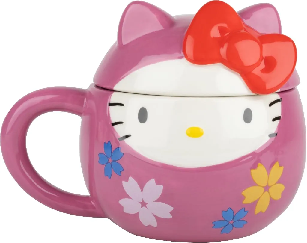 Konix Hello Kitty Tazza in ceramica 3D Daruma - 320 ml - Rosa - immagine 1