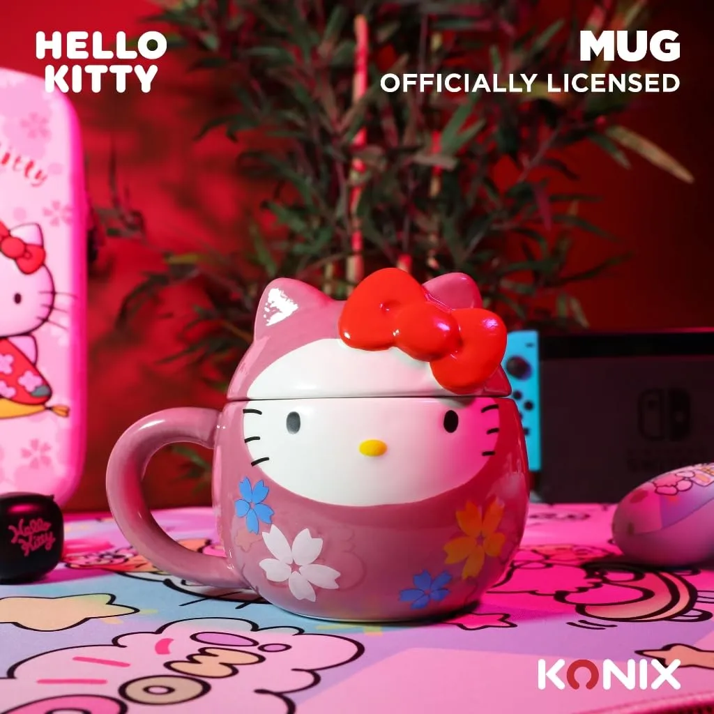 Konix Hello Kitty Tazza in ceramica 3D Daruma - 320 ml - Rosa - immagine 4
