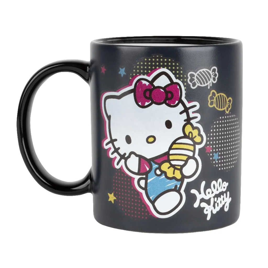 Konix Hello Kitty Tazza Termoreattiva Design Dolci, 320 ml, Nero - immagine 2