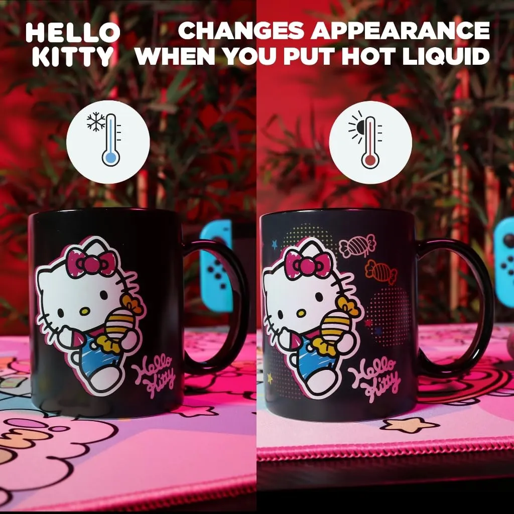 Konix Hello Kitty Tazza Termoreattiva Design Dolci, 320 ml, Nero - immagine 6