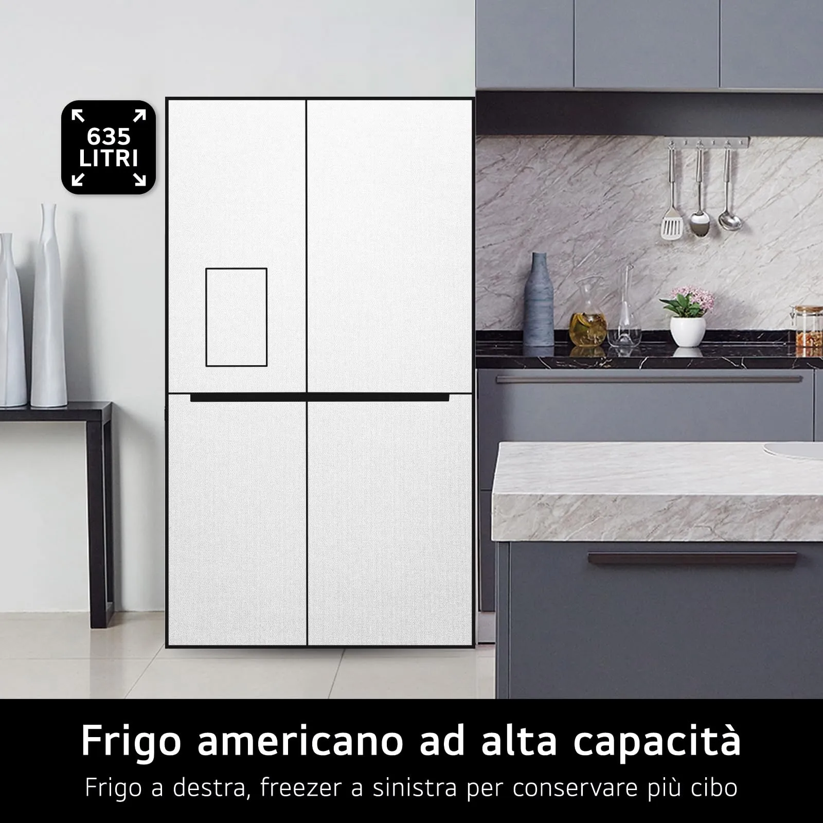 LG GSGV81PYLL Frigorifero Americano Side by Side 635L Total No Frost Wi-Fi InstaView Argento - immagine 3