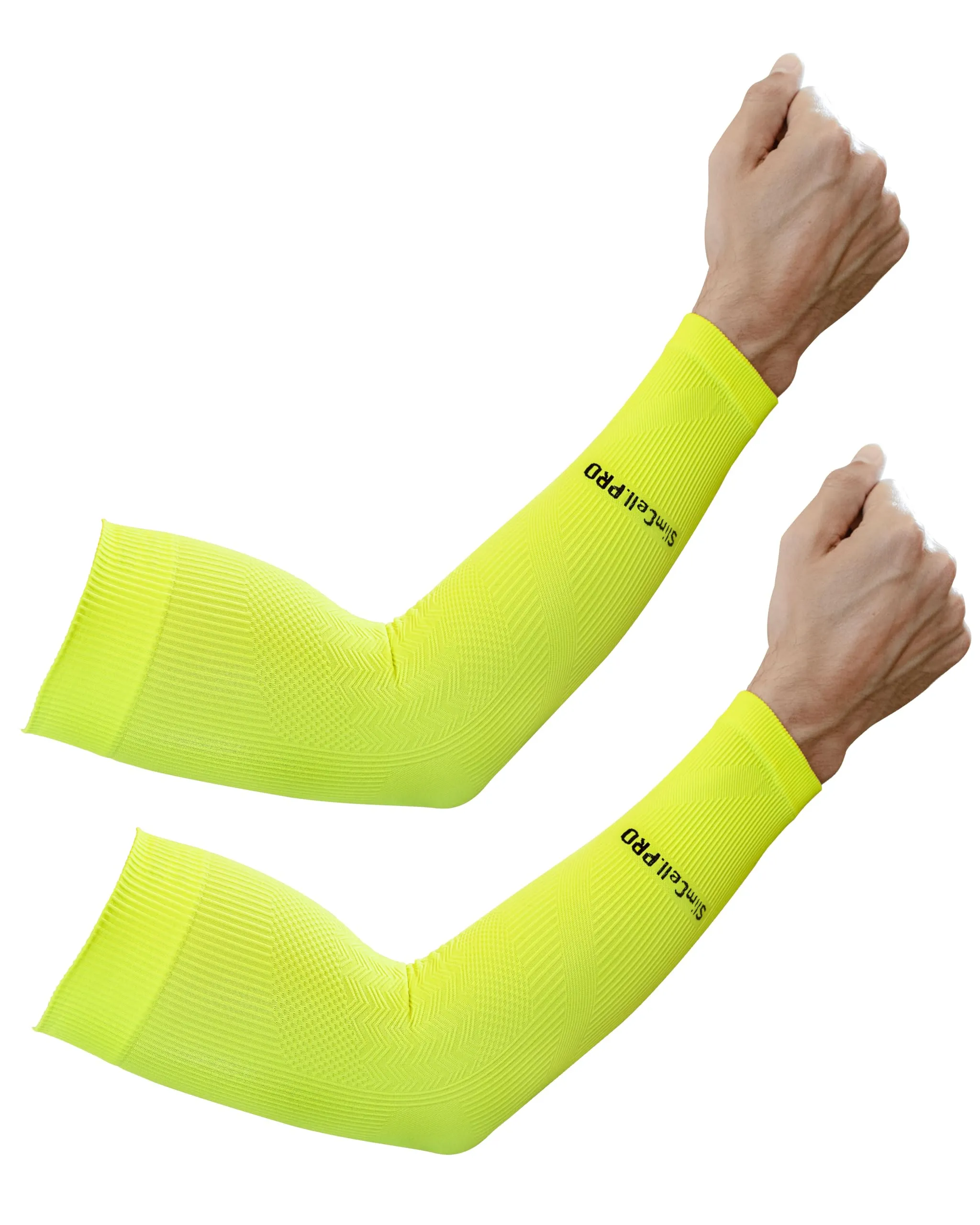 SLIMCELL Gambetti Manicotti Braccia Anti UV UPF 50+ a Compressione, Giallo Fluo, M-L - immagine 1