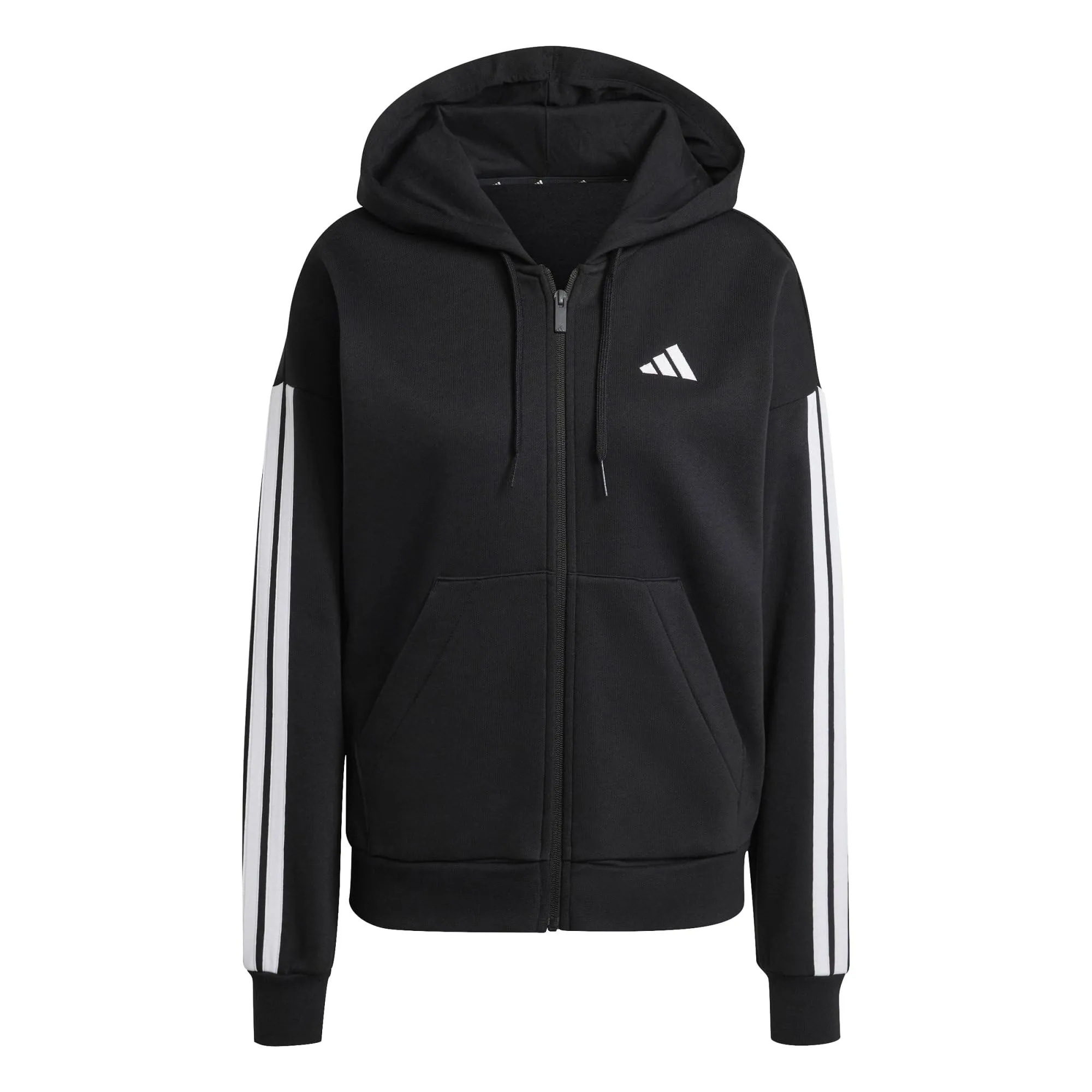 adidas Women's Essentials 3-Stripes Full-Zip Fleece Hoodie, Black, S - immagine 1
