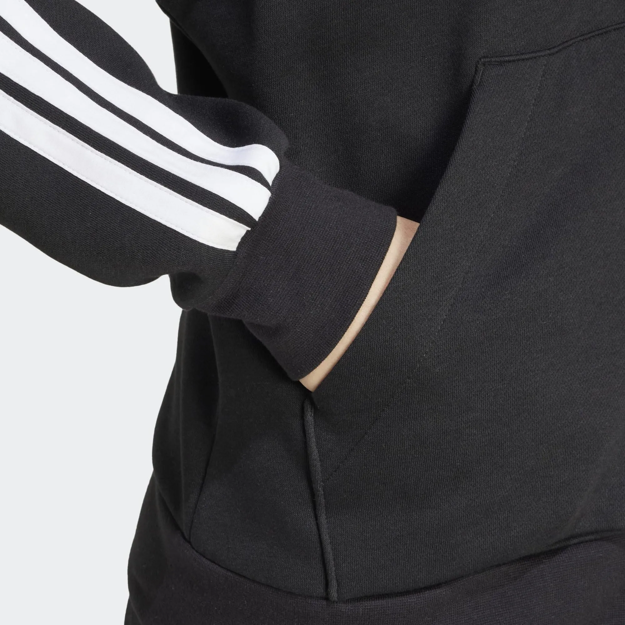 adidas Donna Essentials 3-Stripes Full-Zip Fleece Hoodie Sweatshirt, Black, L - immagine 7