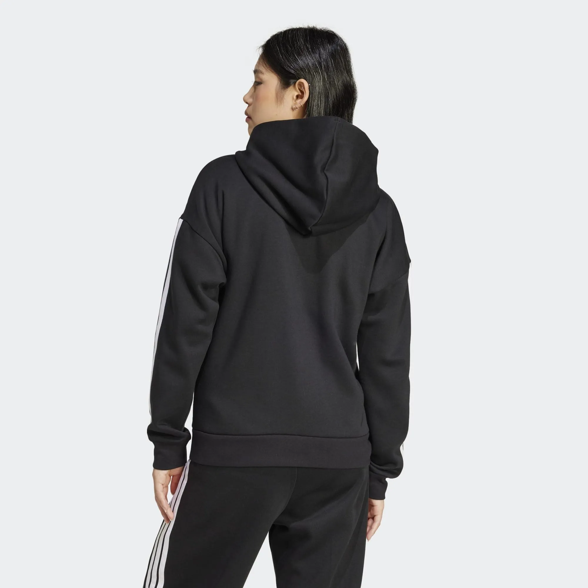 adidas Donna Essentials 3-Stripes Full-Zip Fleece Hoodie, Black, XS - immagine 4
