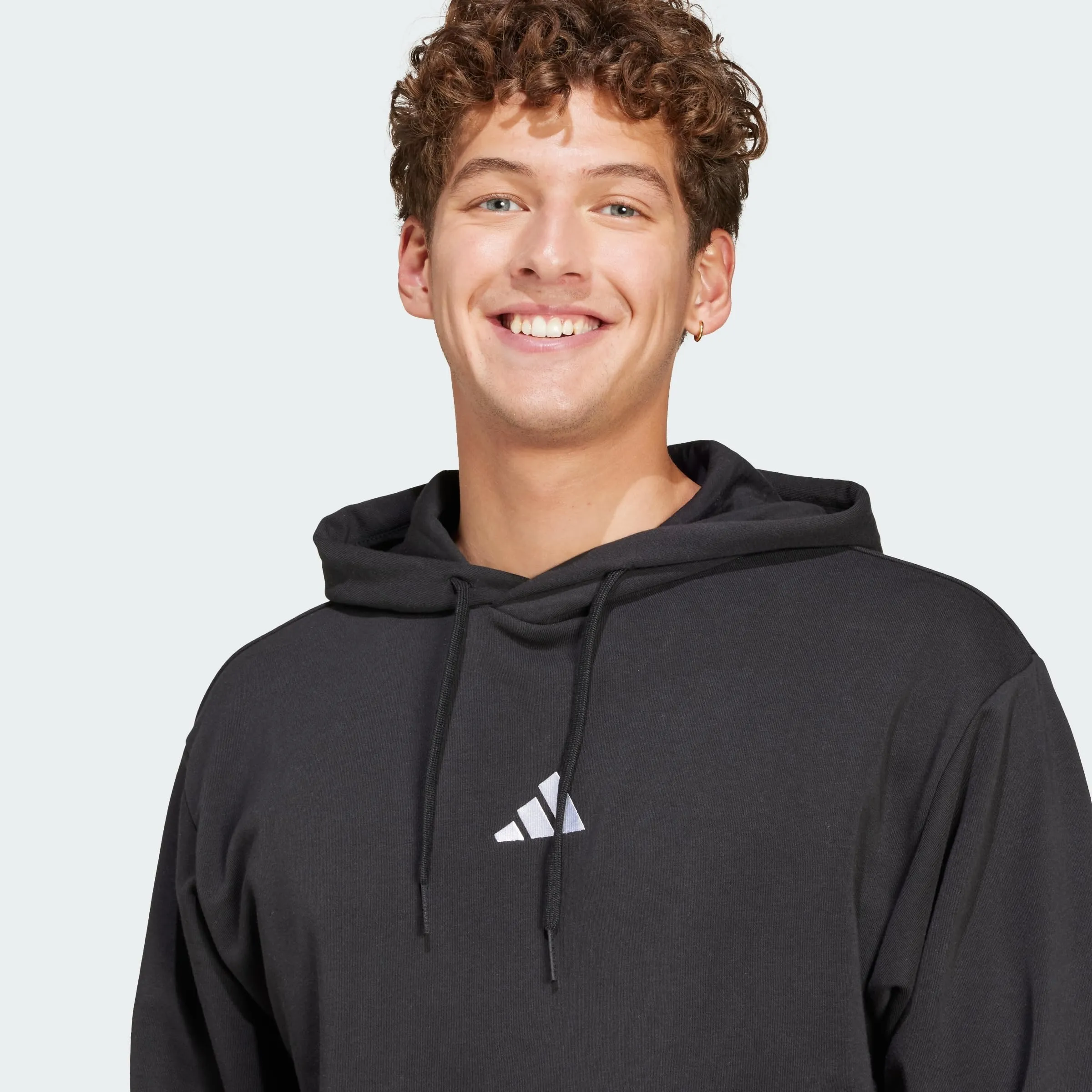 adidas Essentials Feelcozy French Terry Hoodie Sweatshirt, Black/White, S - immagine 4
