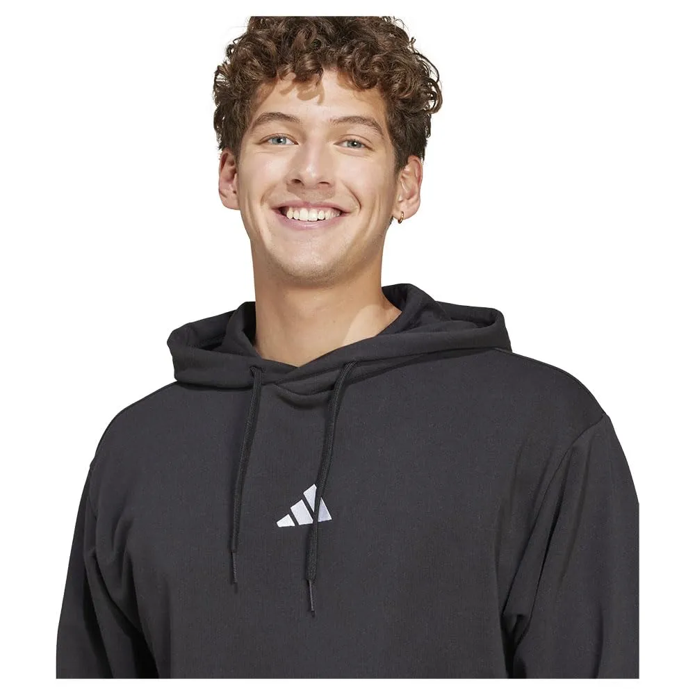 adidas Essentials Feelcozy French Terry Hoodie Sweatshirt, Black/White, XS - immagine 3