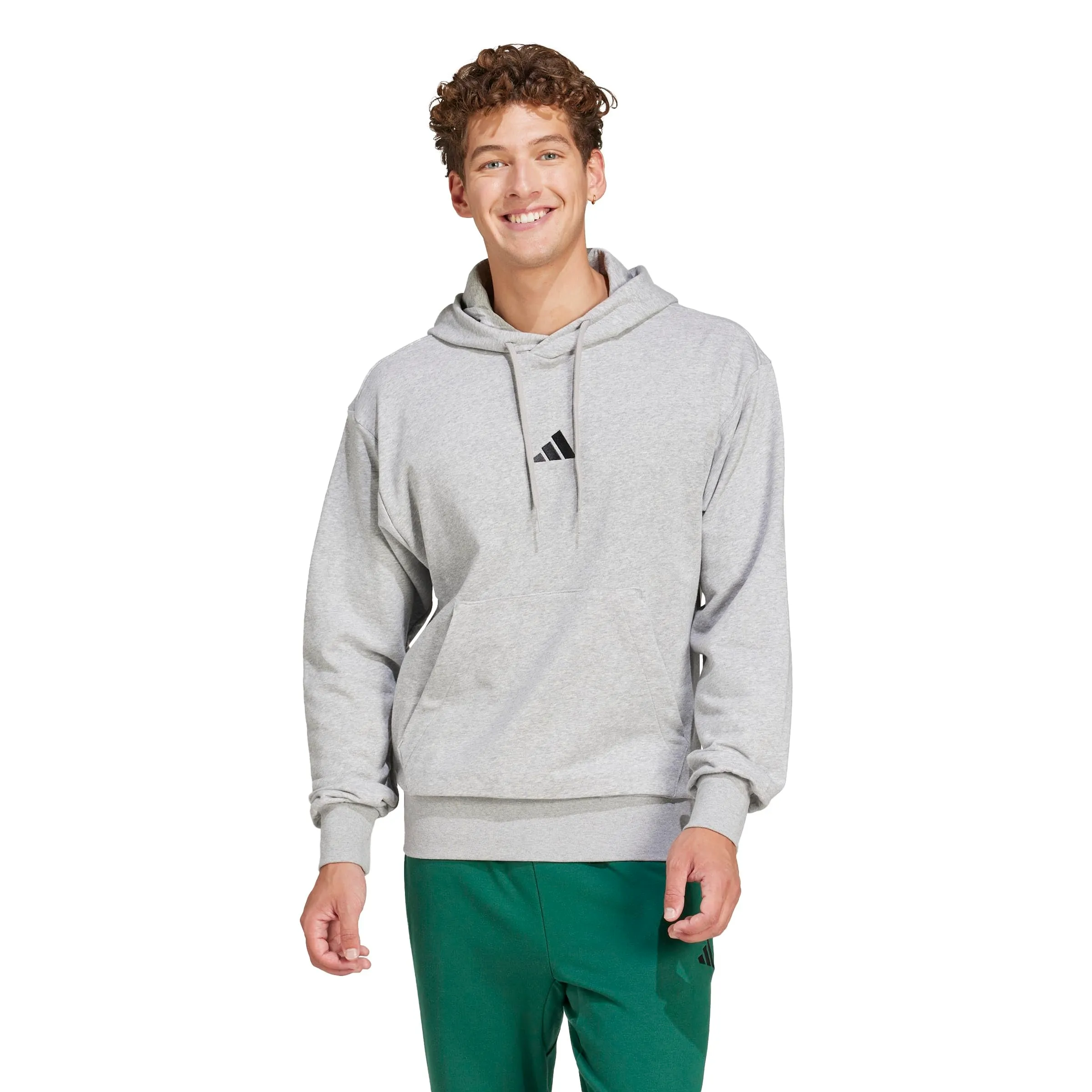 Adidas Essentials Feelcozy French Terry Hoodie - Medium Grey Heather/Black, M - immagine 4