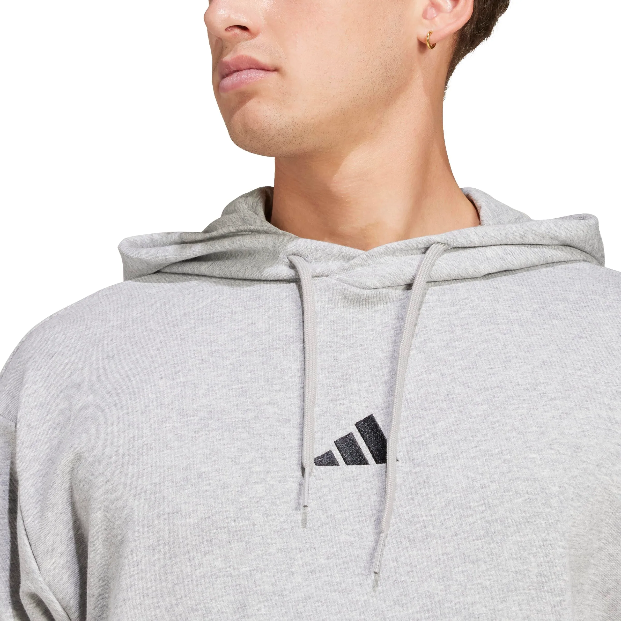 Adidas Essentials Feelcozy French Terry Hoodie - Medium Grey Heather/Black, M - immagine 5