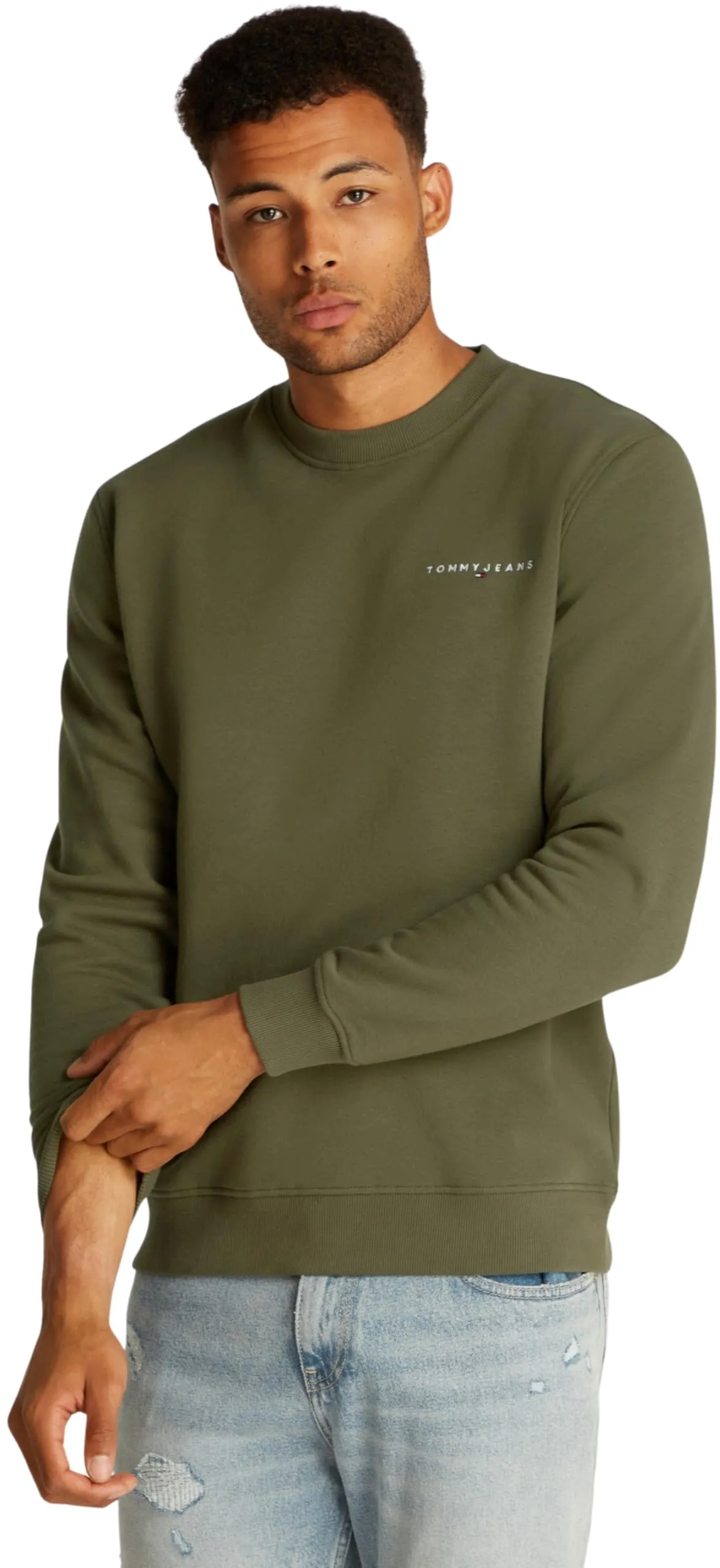 Tommy Jeans Reg Linear Crew Pullover, Fatigue Green, XS, DM0DM20249 - immagine 1