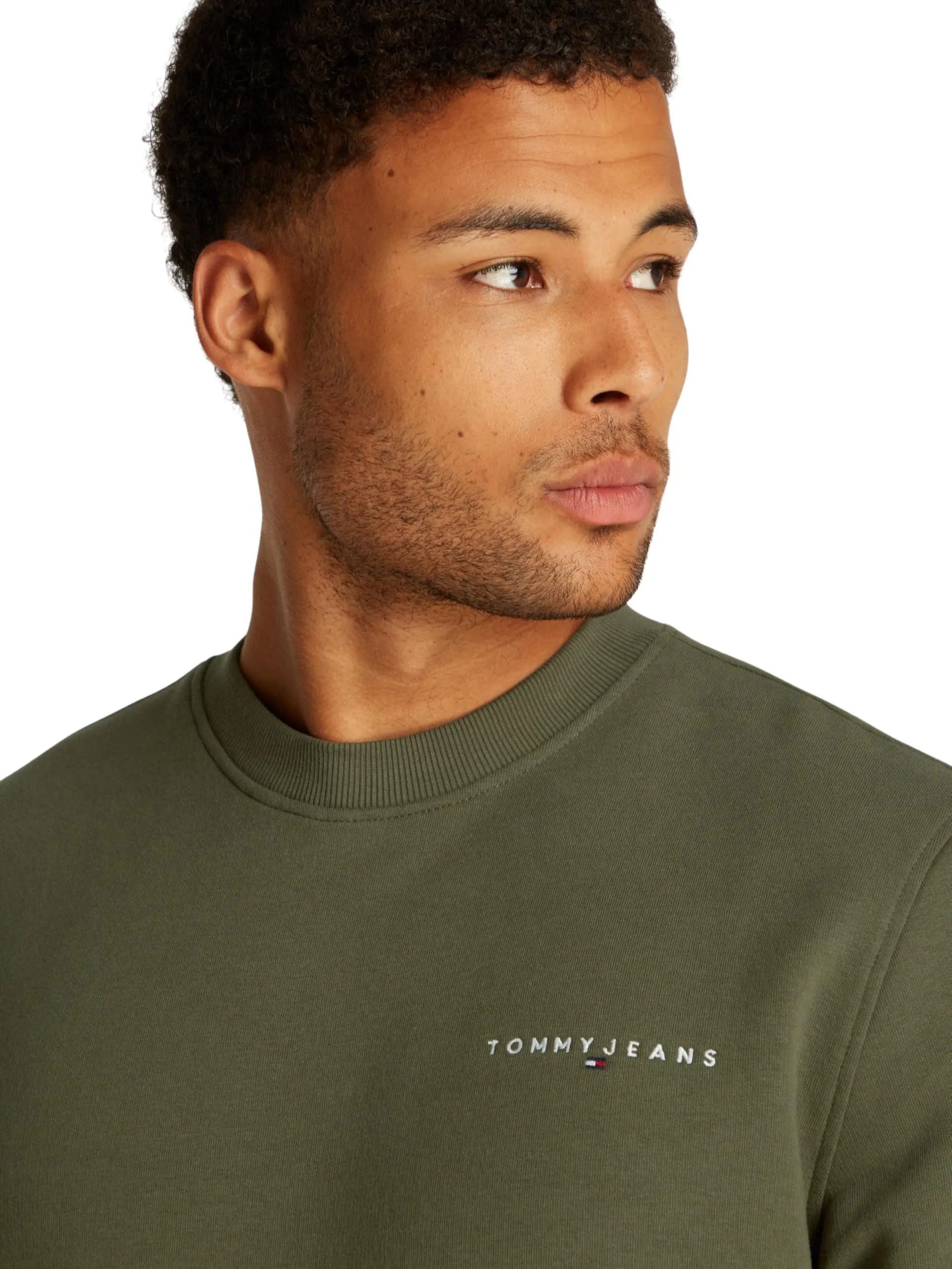 Tommy Jeans Reg Linear Crew Pullover, Fatigue Green, XS, DM0DM20249 - immagine 3