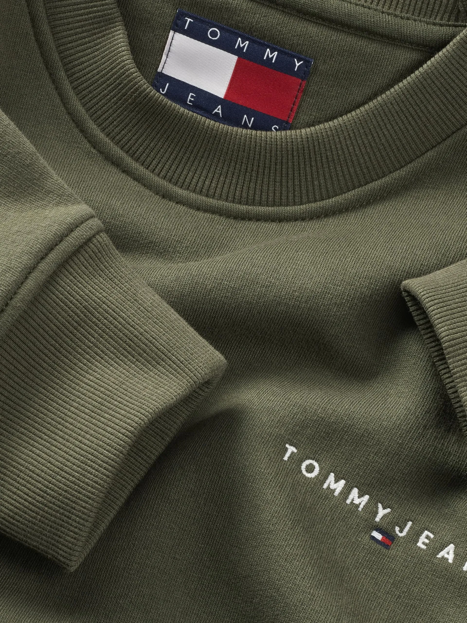 Tommy Jeans Reg Linear Crew Pullover, Fatigue Green, XS, DM0DM20249 - immagine 4