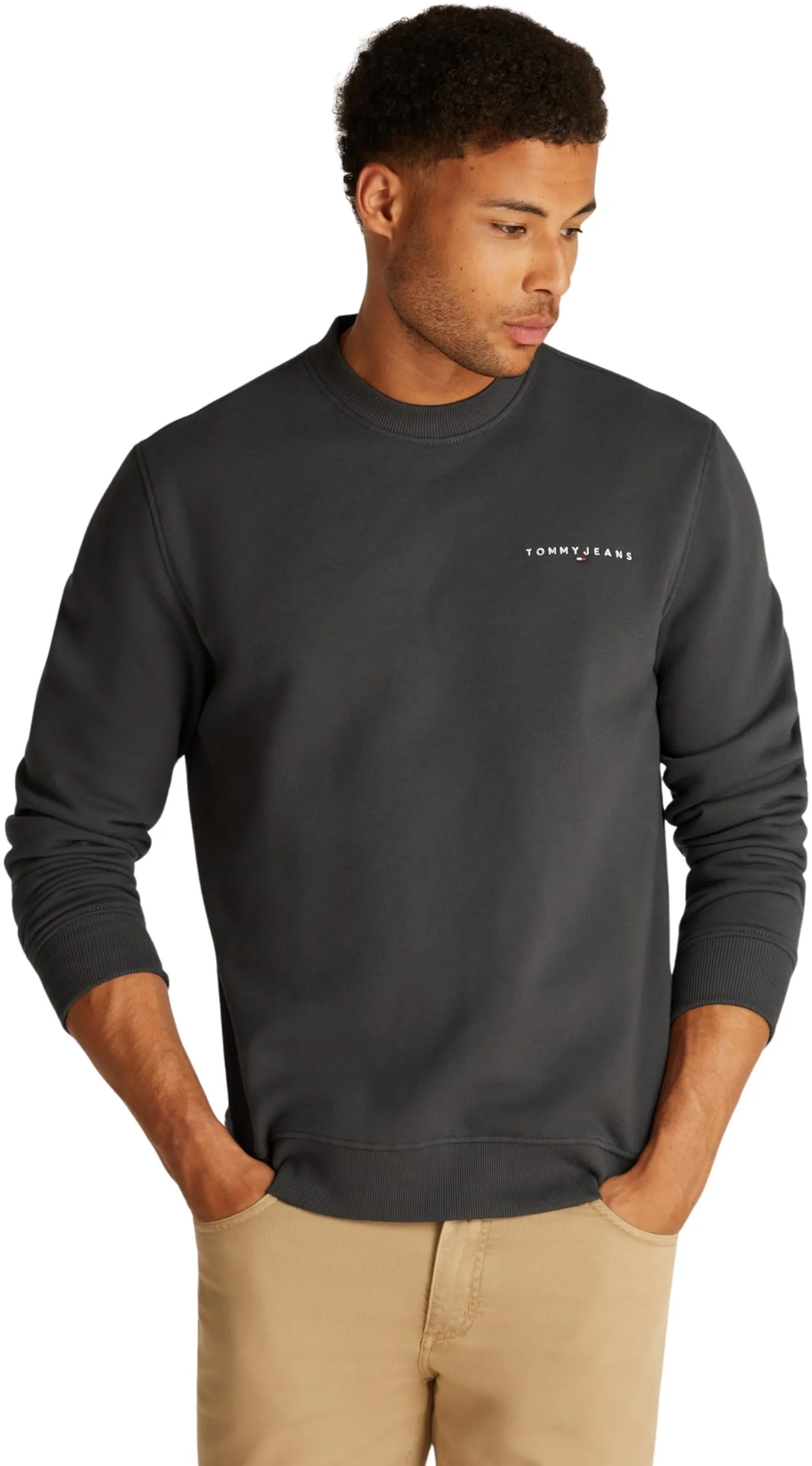 Tommy Jeans Reg Linear Crew Pullover DM0DM20249, Men's, Washed Black, XL - immagine 1
