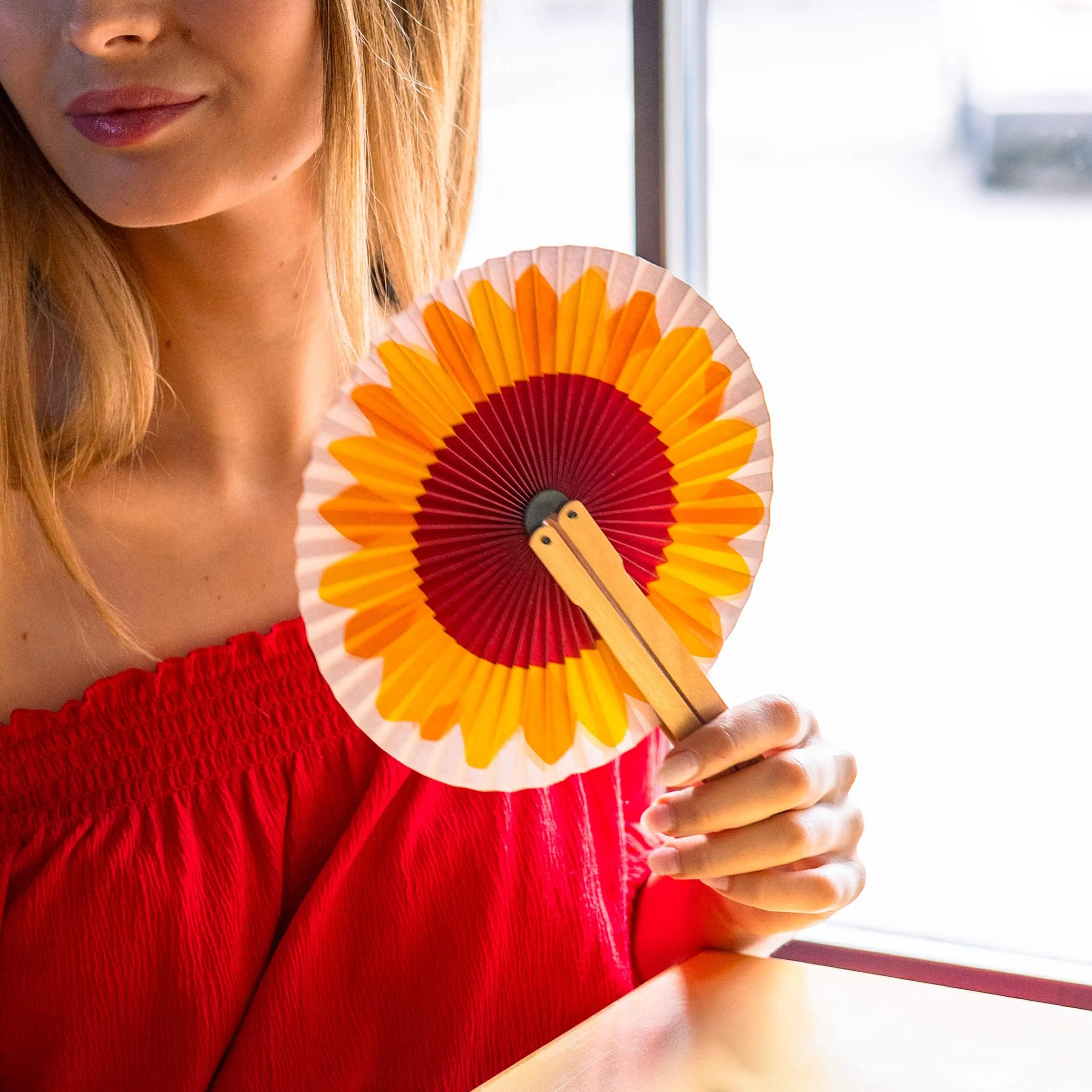 Fisura Ventaglio Rotondo Pieghevole, 20 cm (Girasole, 5 unità) - immagine 4