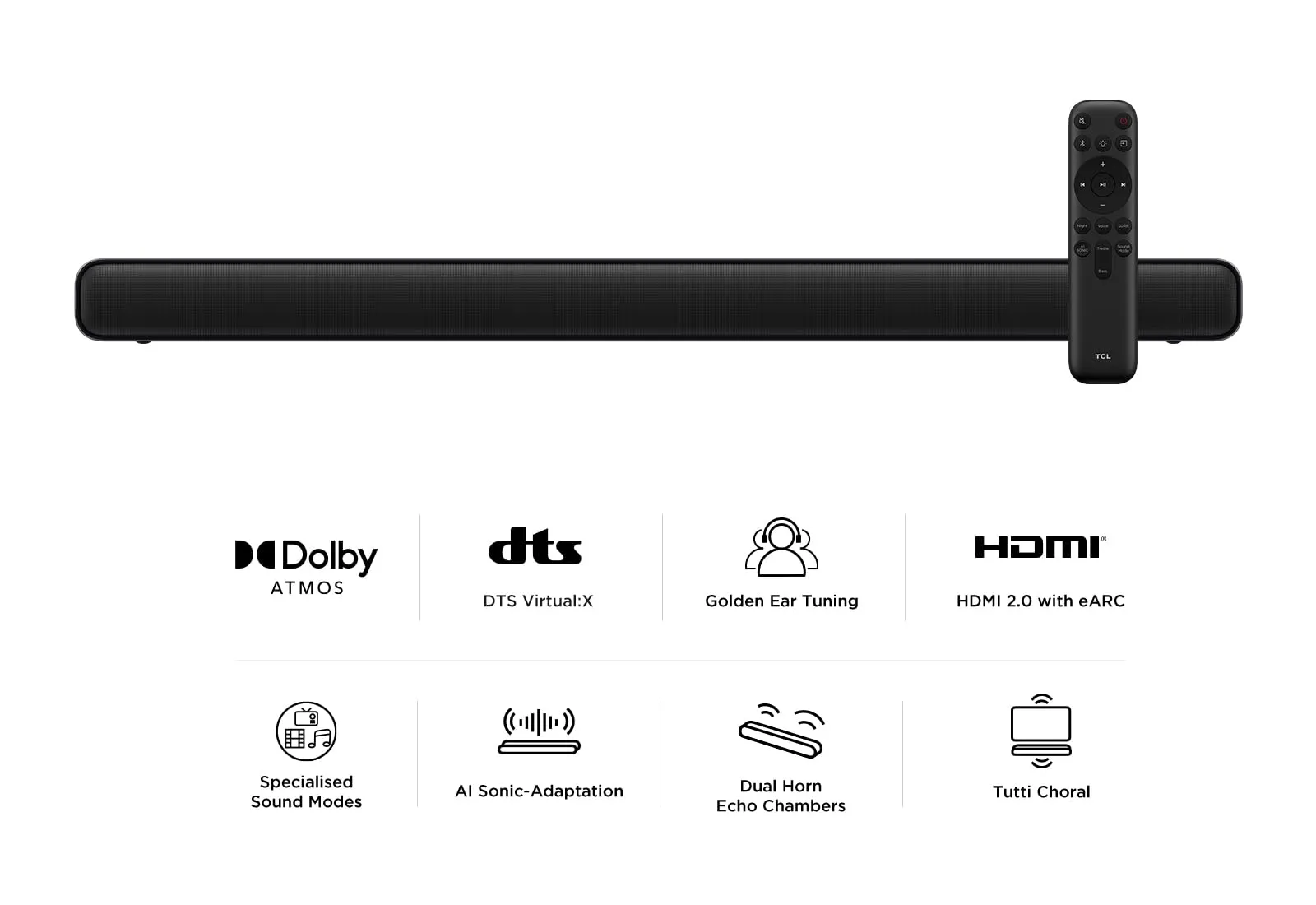 TCL S45HE Soundbar 2.0 Canali, 100W, Dolby Atmos, DTS Virtual:X, Bluetooth 5.2, HDMI eARC - immagine 2