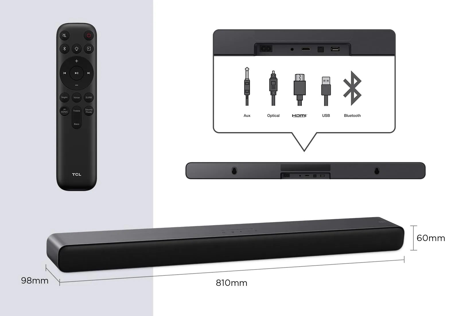 TCL S45HE Soundbar 2.0 Canali, 100W, Dolby Atmos, DTS Virtual:X, Bluetooth 5.2, HDMI eARC - immagine 3