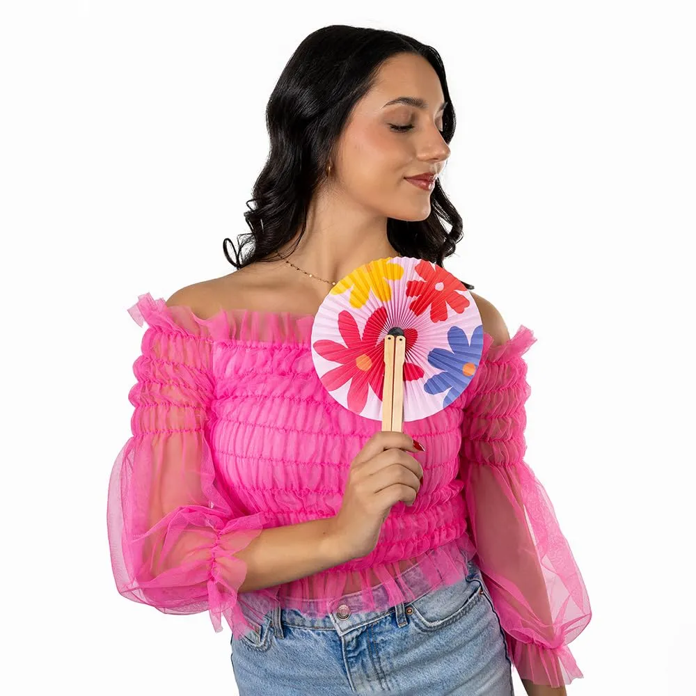 Fisura Ventaglio rotondo pieghevole, 20 cm (Fiori, 3 unità) - immagine 4