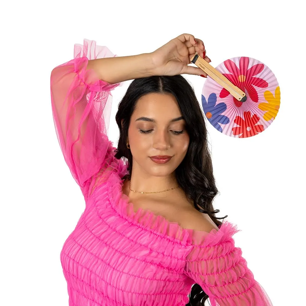 Fisura Ventaglio rotondo pieghevole, 20 cm (Fiori, 3 unità) - immagine 5