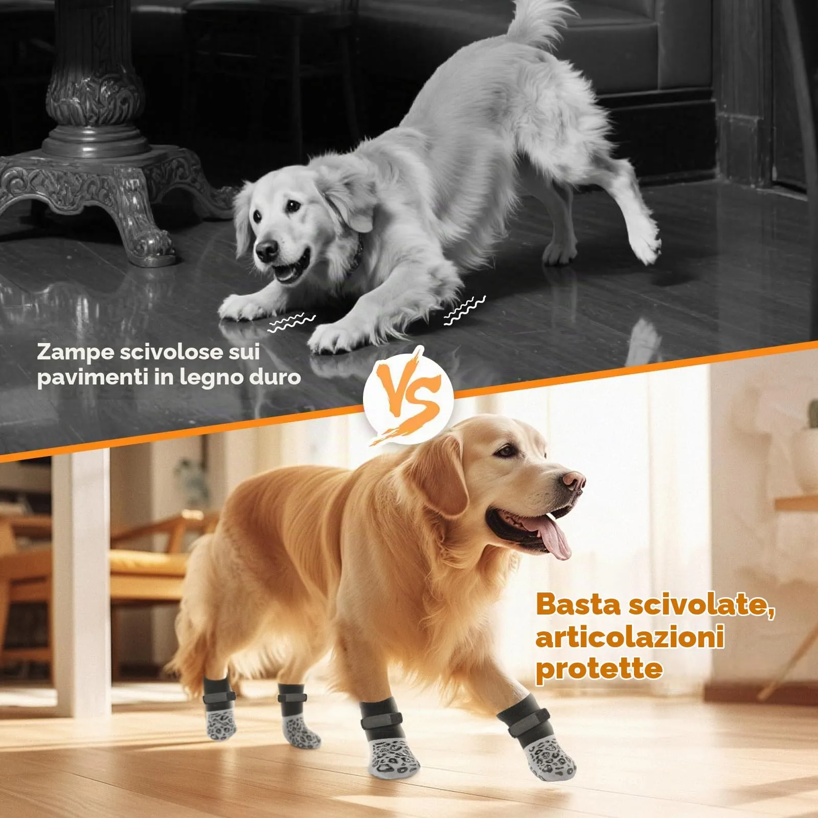 PICK FOR LIFE Calzini antiscivolo per cani, 2 paia, a doppio lato con cinghie regolabili, S - immagine 4