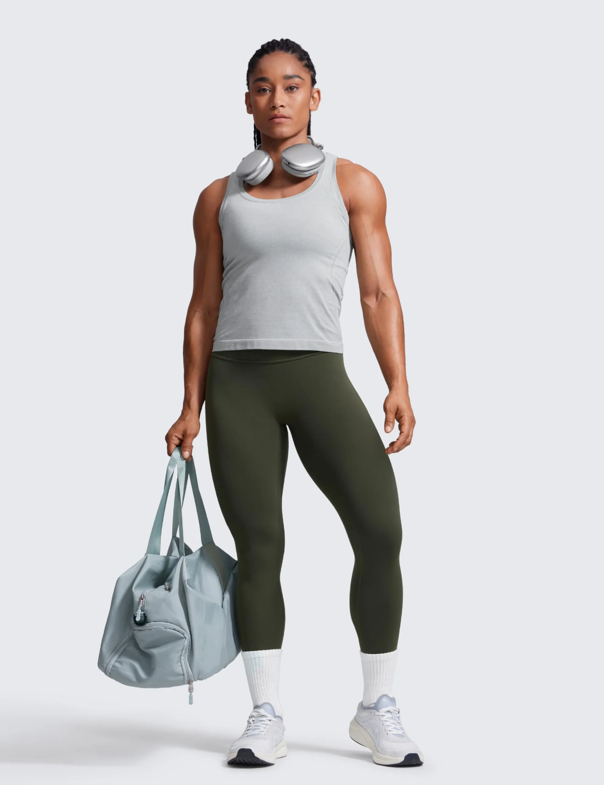 CRZ YOGA Secretsculpt Pilates Leggings, 64cm, Verde Oliva, 42 - immagine 4