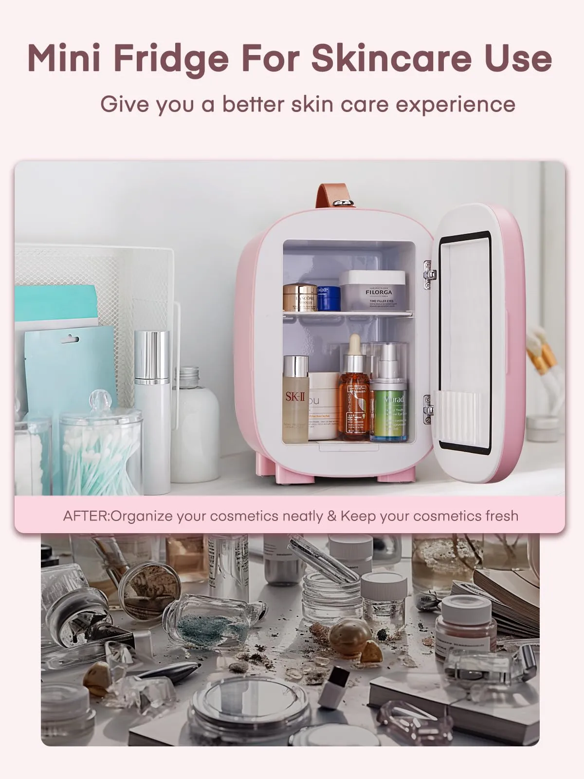 FOHERE Mini Frigo 5L, 220V CA/12V CC, Rosa - immagine 3