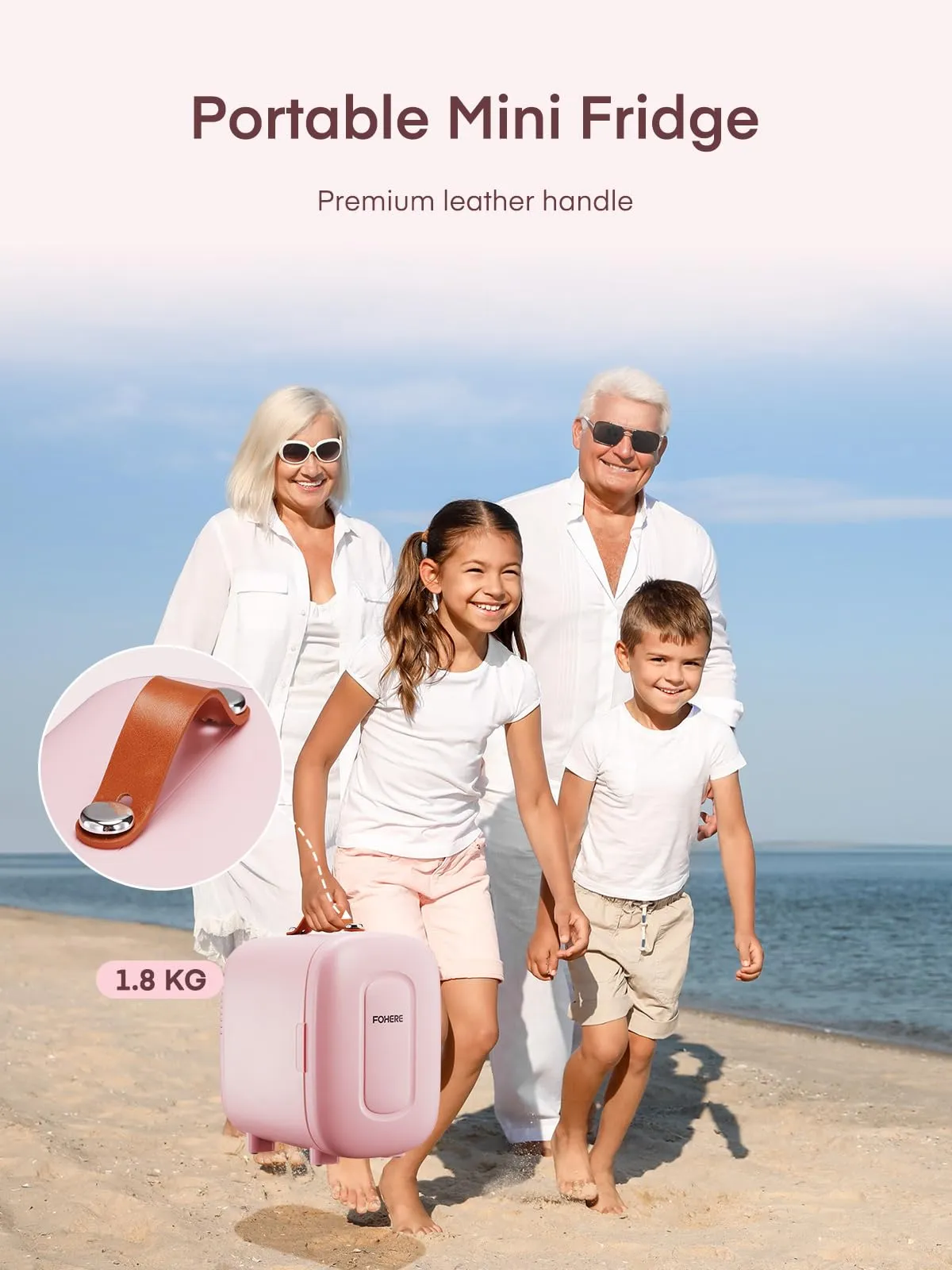 FOHERE Mini Frigo 5L, 220V CA/12V CC, Rosa - immagine 5