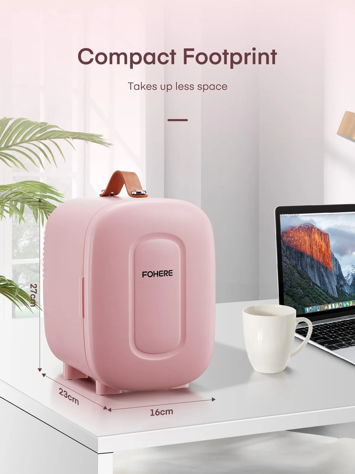 FOHERE Mini Frigo 5L, 220V CA/12V CC, Rosa - immagine 7