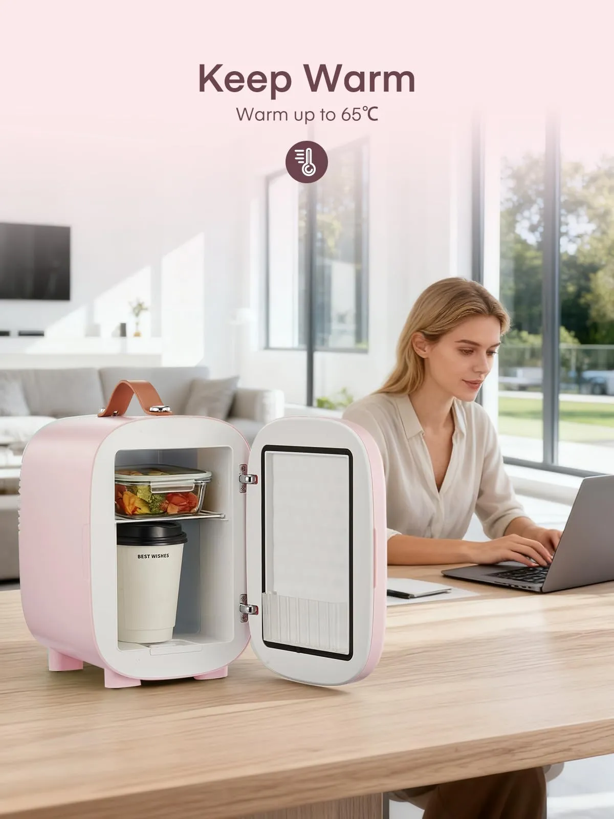 FOHERE Mini Frigo 5L, 220V CA/12V CC, Rosa - immagine 9