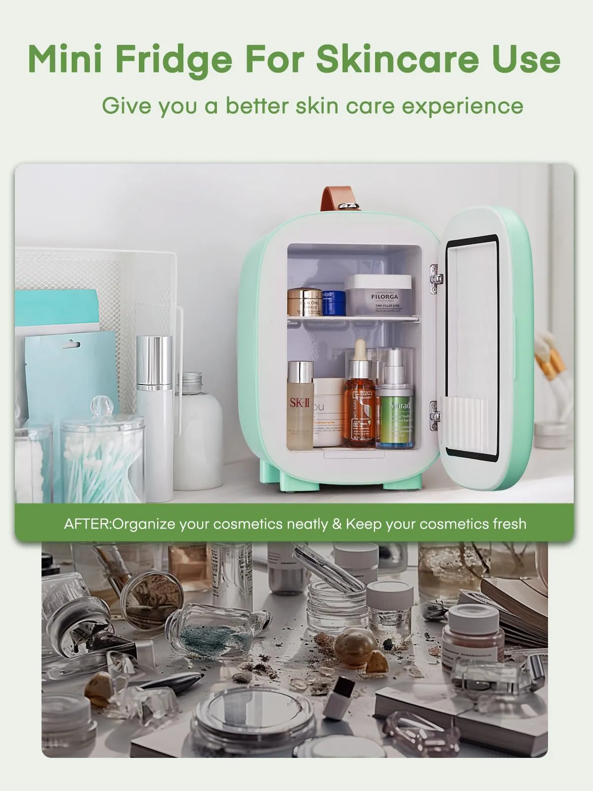 FOHERE Mini Frigo 5L 220V CA/12V CC, Verde - immagine 3