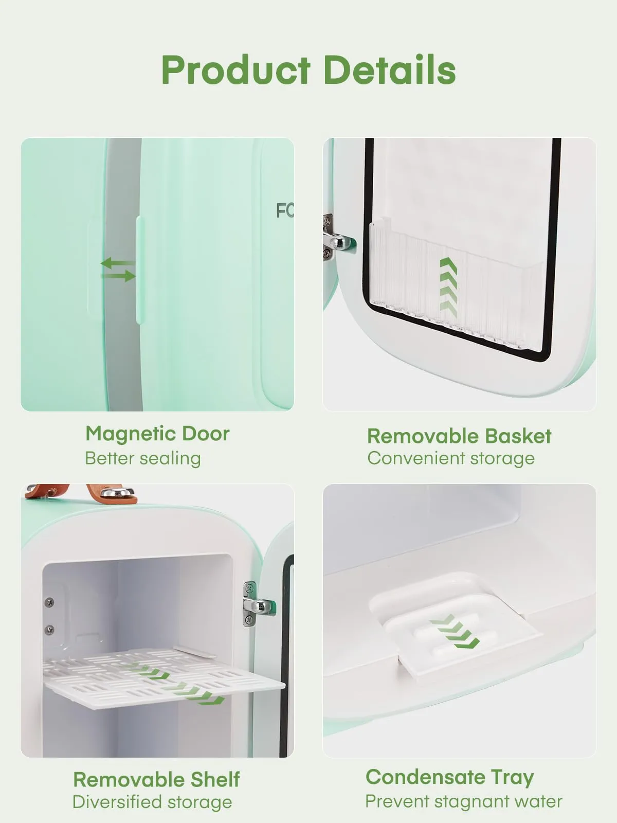 FOHERE Mini Frigo 5L 220V CA/12V CC, Verde - immagine 5