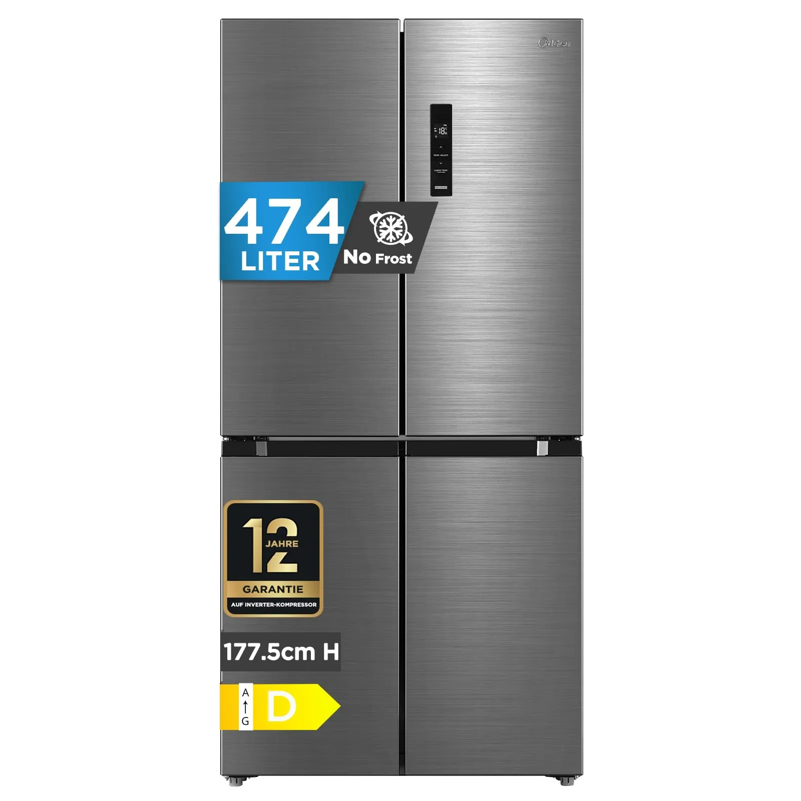 Midea MDRF632FID46 Frigorifero Multidoor Total No Frost 474L Inox - immagine 1
