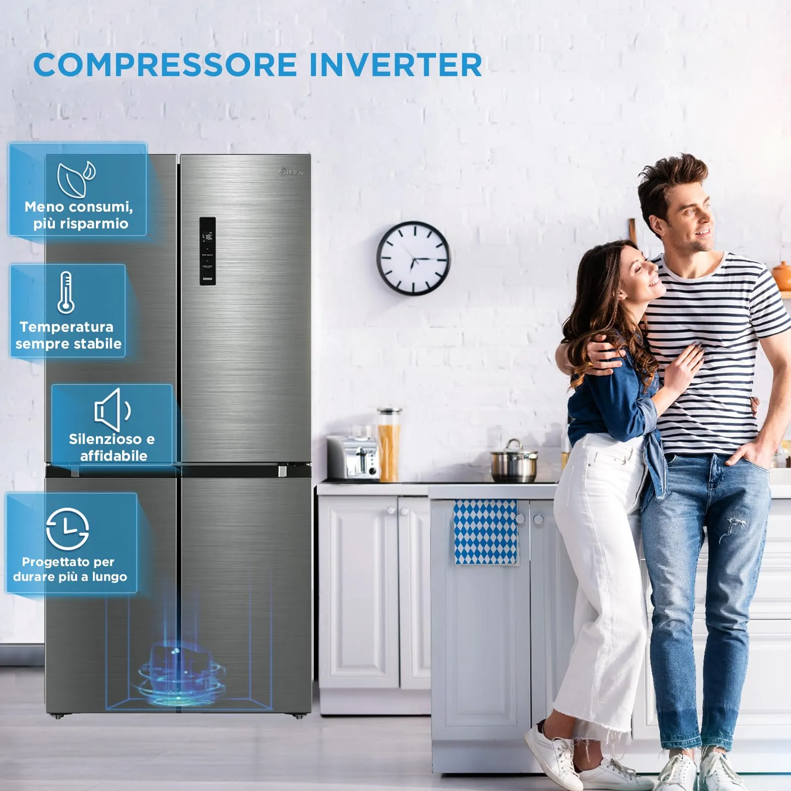 Midea MDRF632FID46 Frigorifero Multidoor Total No Frost 474L Inox - immagine 4