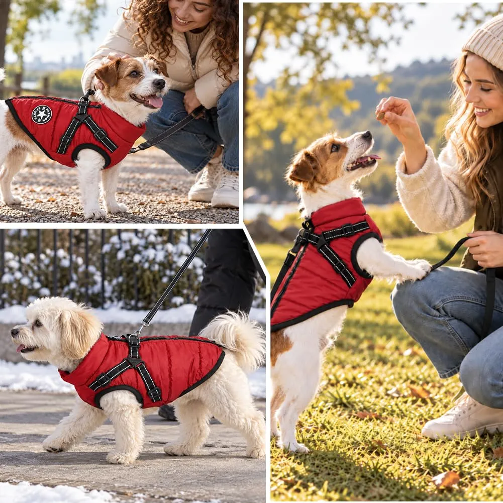 AUAUY Cappotto Cane Invernale con Pettorina, Rosso, S - immagine 7