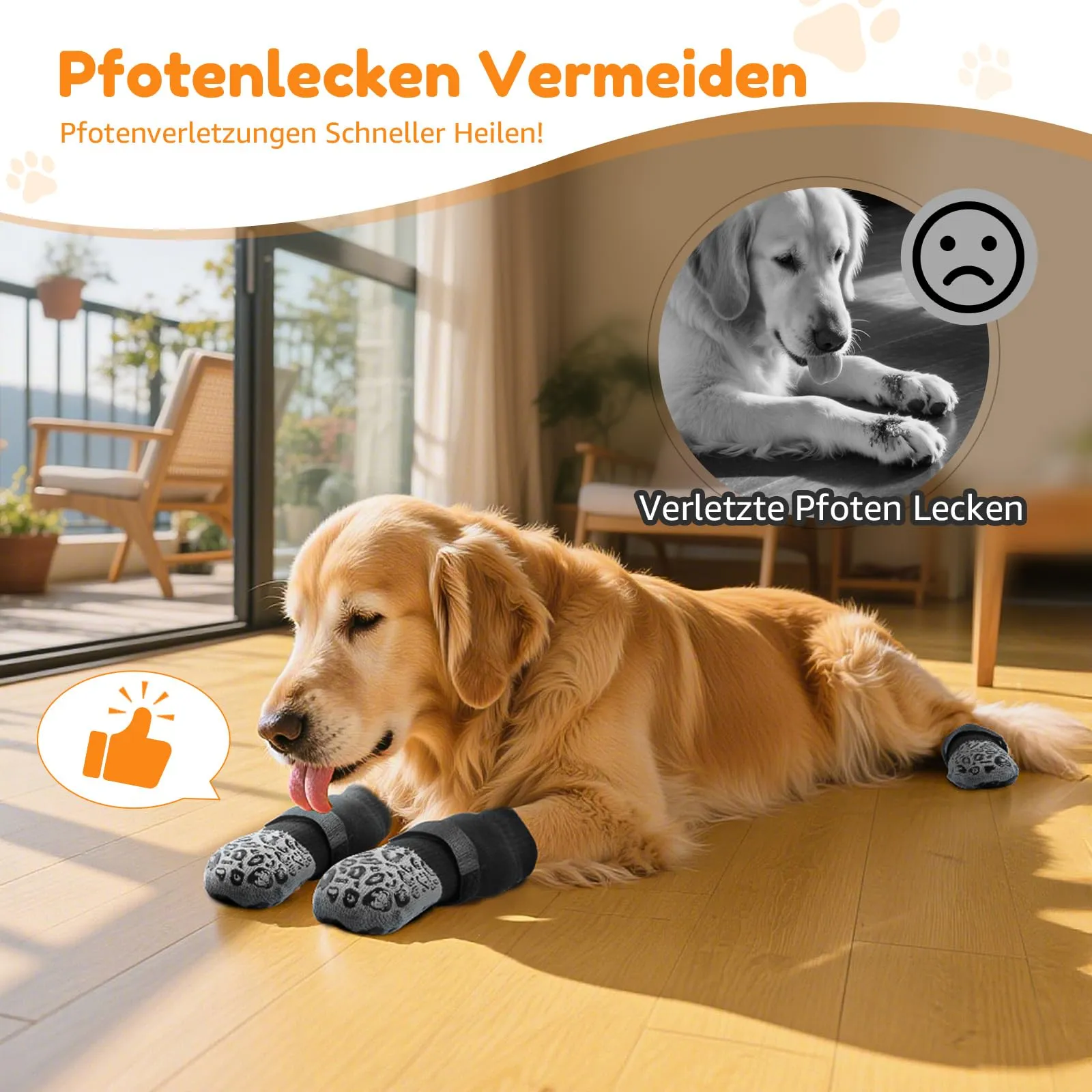 PICK FOR LIFE Calzini Antiscivolo per Cani, 2 Paia, Double Face con Cinghie Regolabili per Interni, Grigio, M - immagine 2