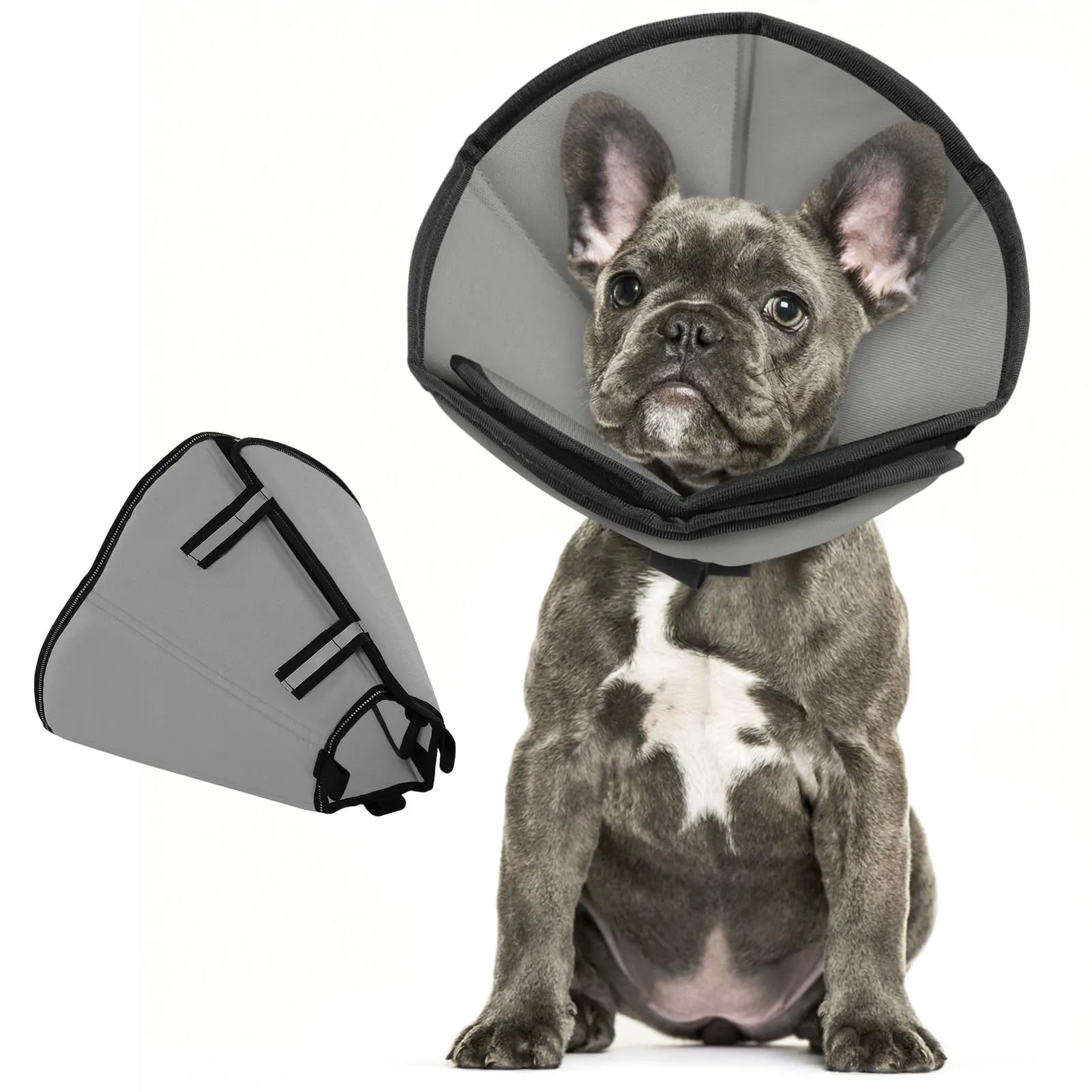 PUZAUKAL Collare Elisabettiano Morbido per Cani, Taglia S, Grigio - immagine 1