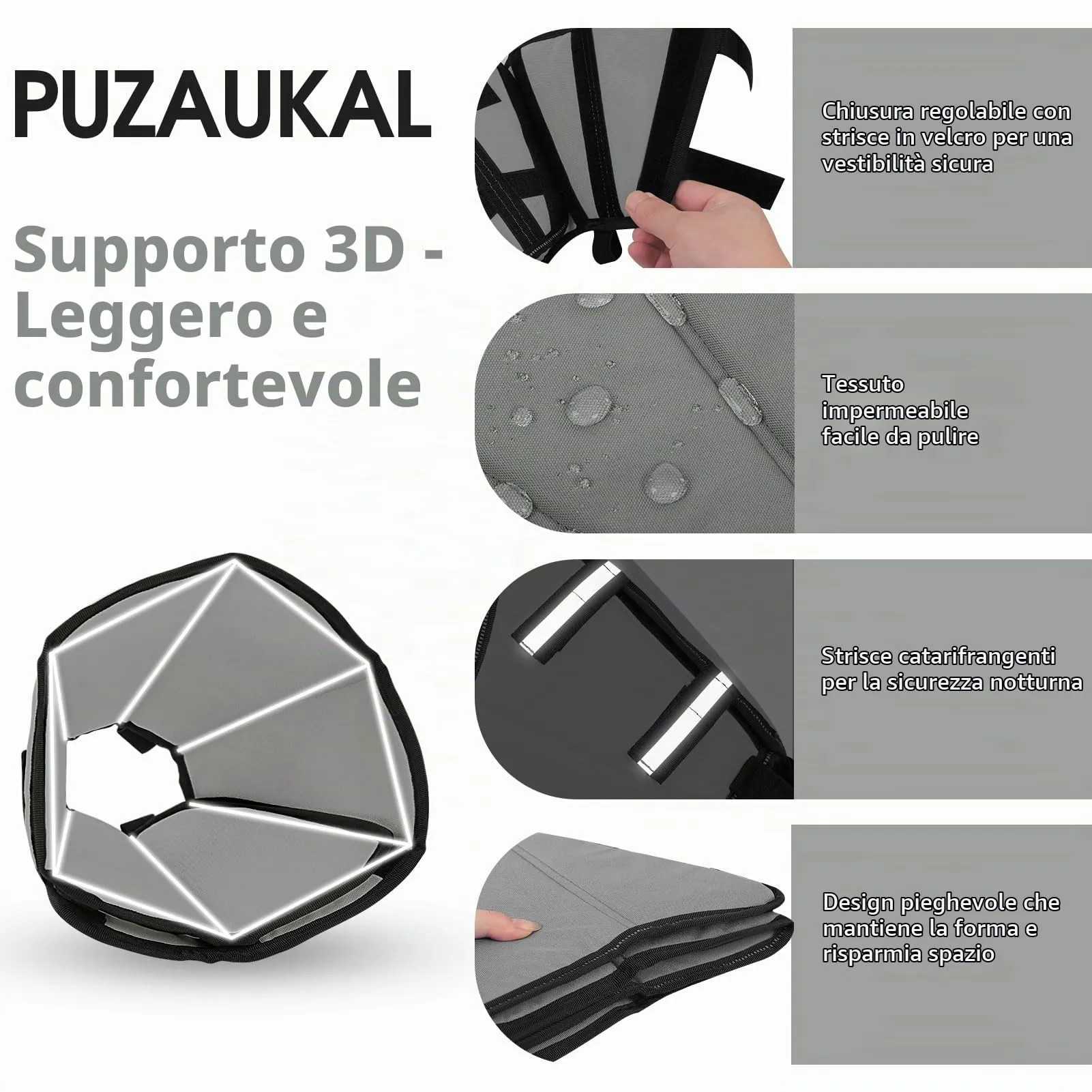 PUZAUKAL Collare Elisabettiano Morbido per Cani, XL, Grigio - immagine 2