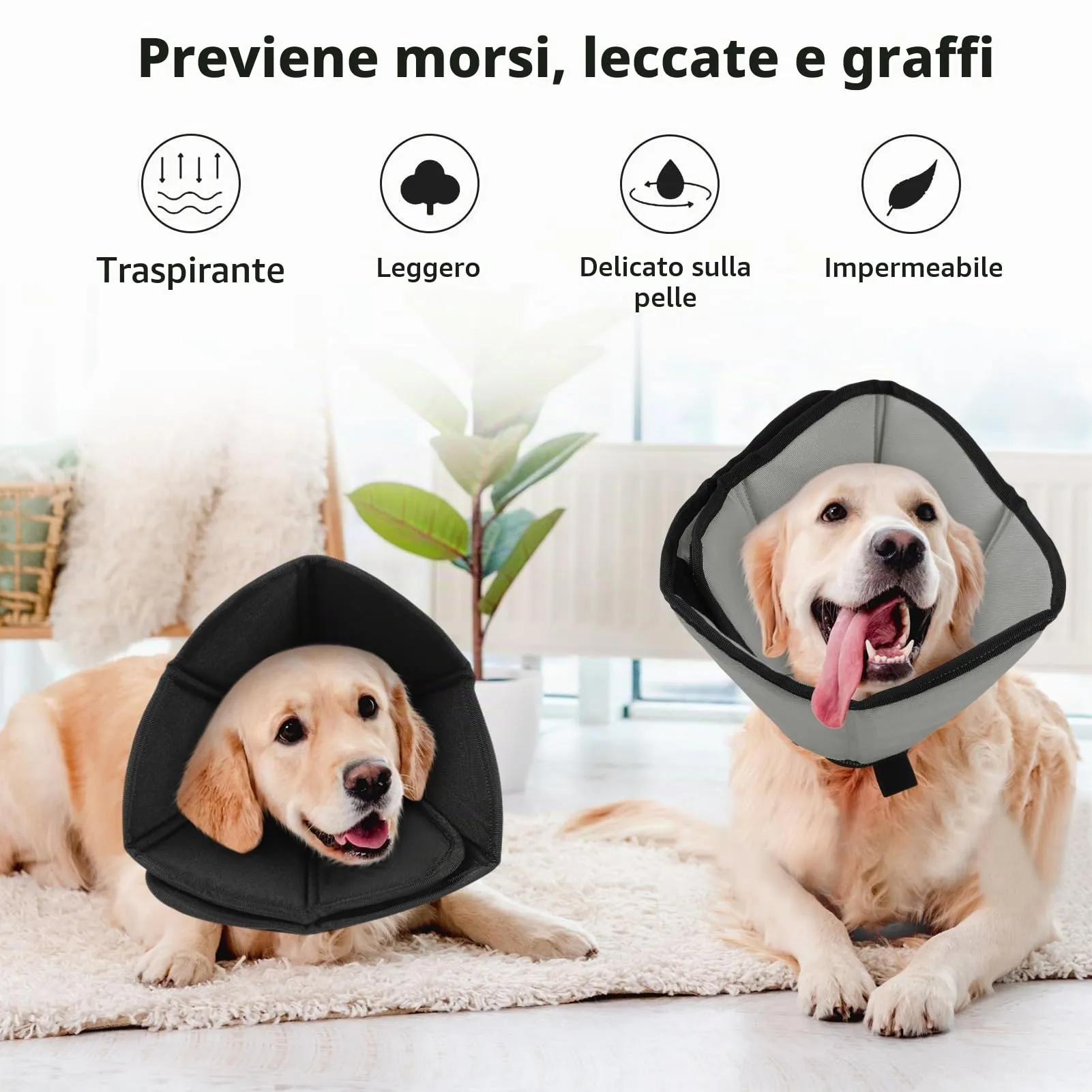 PUZAUKAL Collare Elisabettiano Morbido per Cani, XL, Grigio - immagine 5