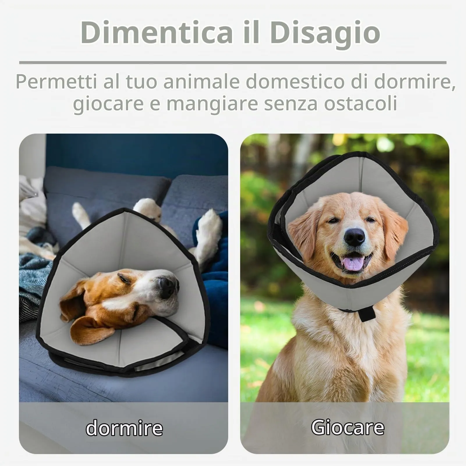 PUZAUKAL Collare Elisabettiano Morbido per Cani, XL, Grigio - immagine 6