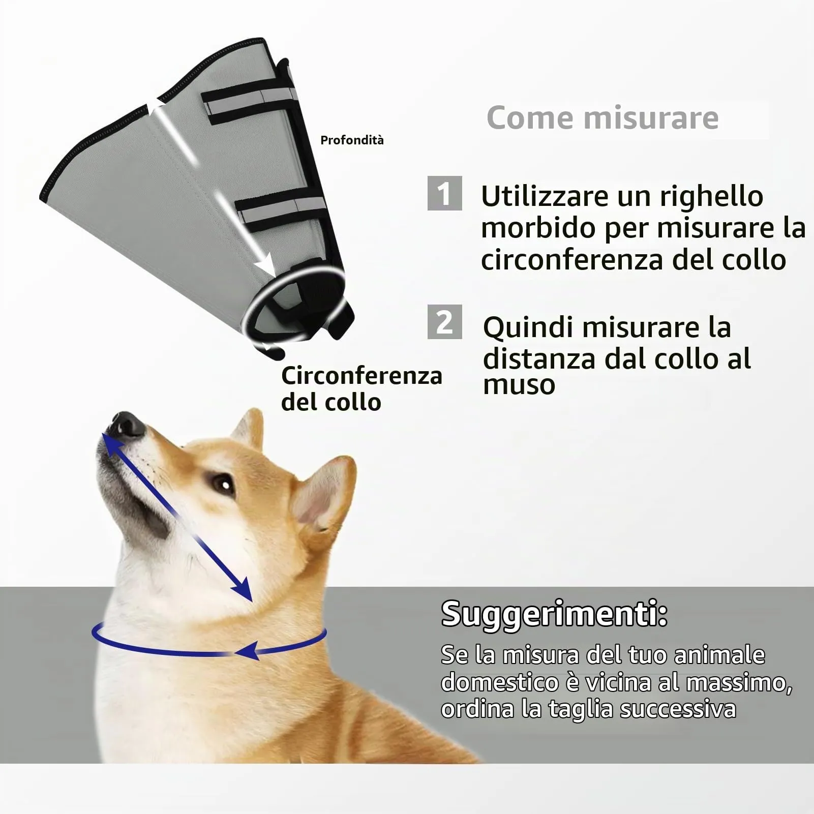 PUZAUKAL Collare Elisabettiano Morbido per Cani, XL, Grigio - immagine 7