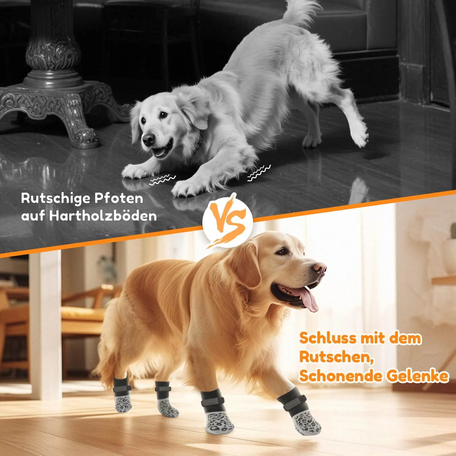 PICK FOR LIFE Calzini Antiscivolo per Cani, 2 Paia Double Face con Cinghie Regolabili per Interni, Grigio, L - immagine 4