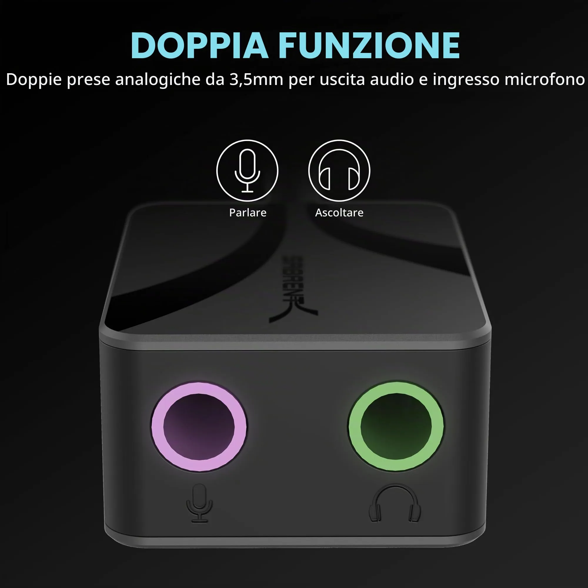 Sabrent Adattatore Audio USB Tipo C, 24-bit/96 kHz, Doppio Jack 3,5 mm per Microfono e Stereo, Alluminio, AU-UCMA - immagine 3