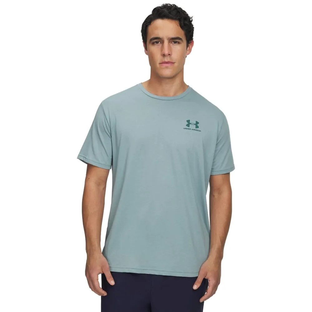 Under Armour Men's Left Chest Logo T-Shirt - Serpentine/Jasper Blue - S - immagine 1