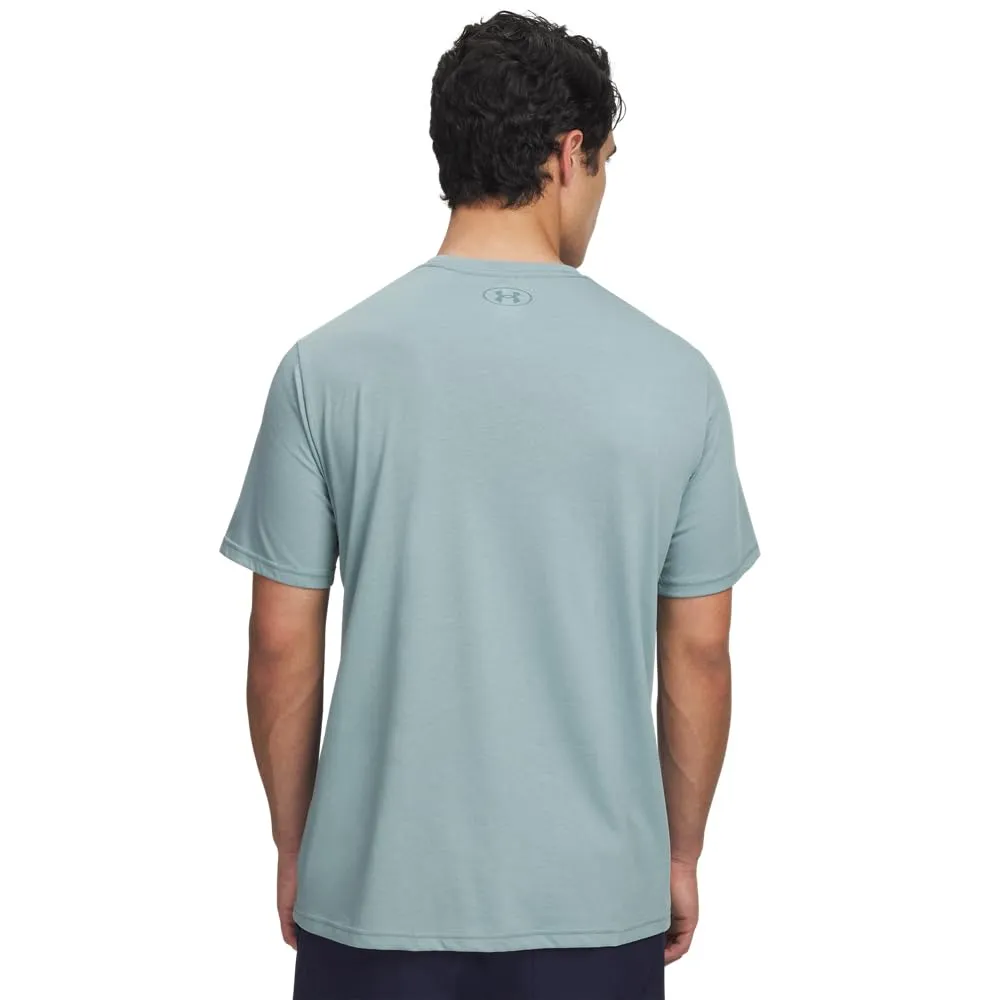 Under Armour Men's Left Chest Logo T-Shirt - Serpentine/Jasper Blue - S - immagine 2