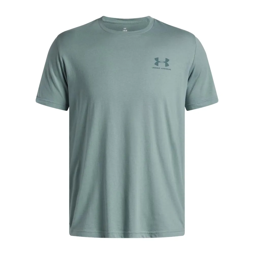 Under Armour Men's Left Chest Logo T-Shirt - Serpentine/Jasper Blue - S - immagine 3